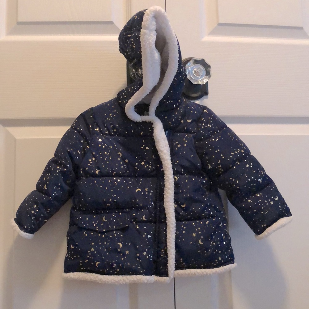 Navy toddler fleece lined coat